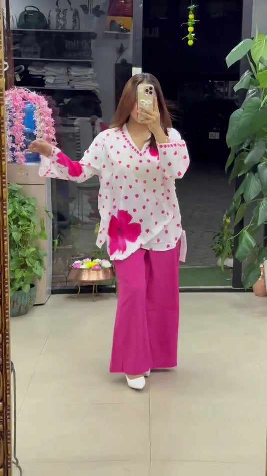 Ethnic Charm with Women’s Stylish Printed Pink Co-ord Set