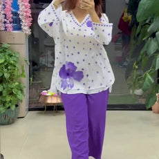 Ethnic Charm with Women’s Stylish Printed Purple Co-ord Set