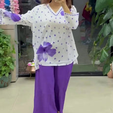 Ethnic Charm with Women’s Stylish Printed Purple Co-ord Set