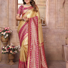 Premium Red Pure Banarasi Tissue Silk Saree with All-Over Weaving Butties