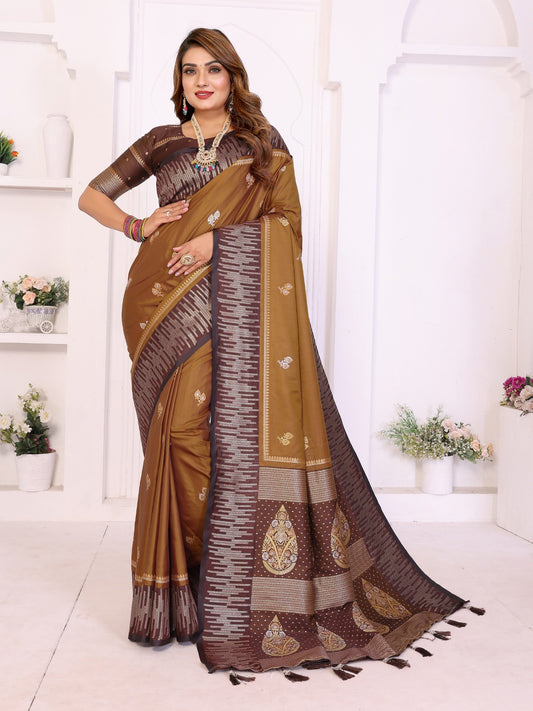 Premium Yellow South Soft Silk Saree with Rich Zari Weaving Border & Heavy Pallu