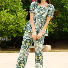 Women Cotton Blend Ethnic Top Pant Set