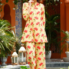 Women Cotton Blend Ethnic Top Palazzo Set