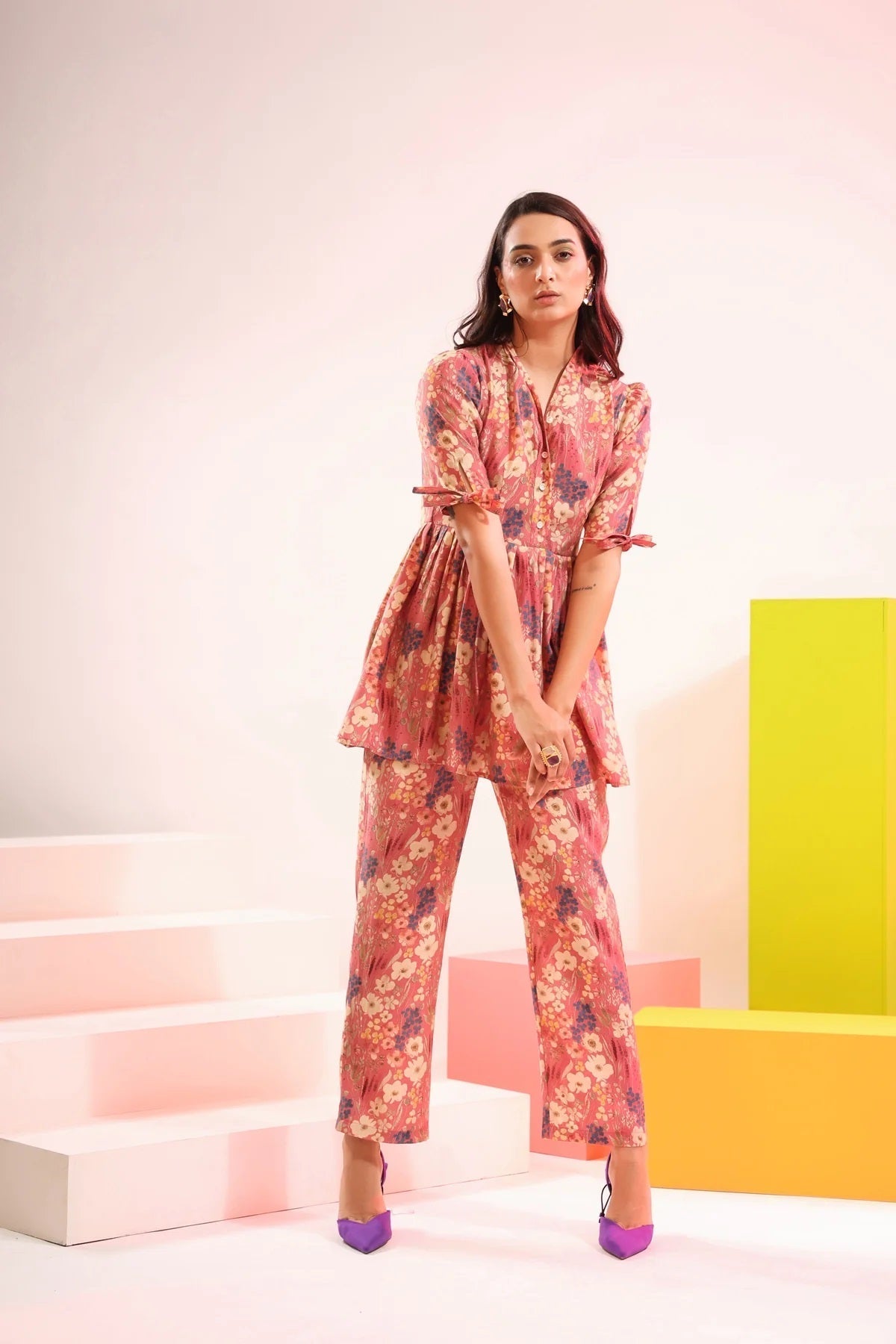 Cotton Co Ord Sets With Digital Print Work For Girls