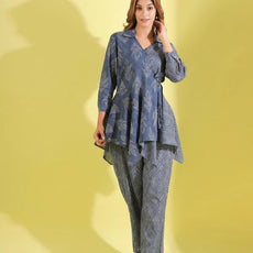 Women Cotton Blend Kurta Palazzo Set