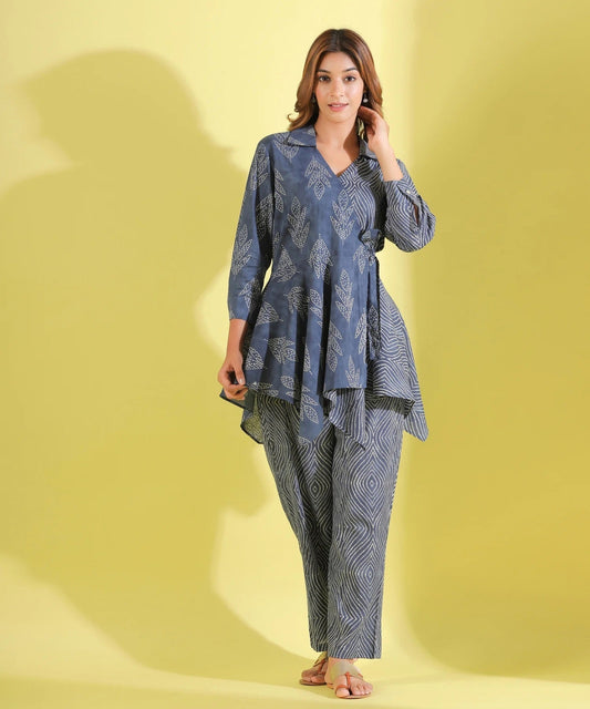 Women Cotton Blend Kurta Palazzo Set