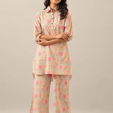Cotton Hand Block Printed Pink Co-Ord Set