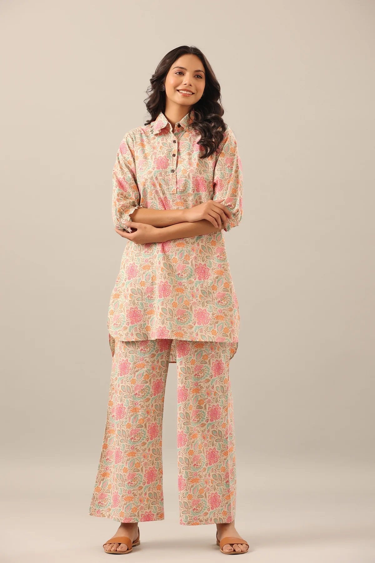 Cotton Hand Block Printed Pink Co-Ord Set