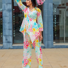 Women Cotton Blend Ethnic Top Palazzo Set