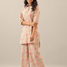 Cotton Hand Block Printed Pink Co-Ord Set