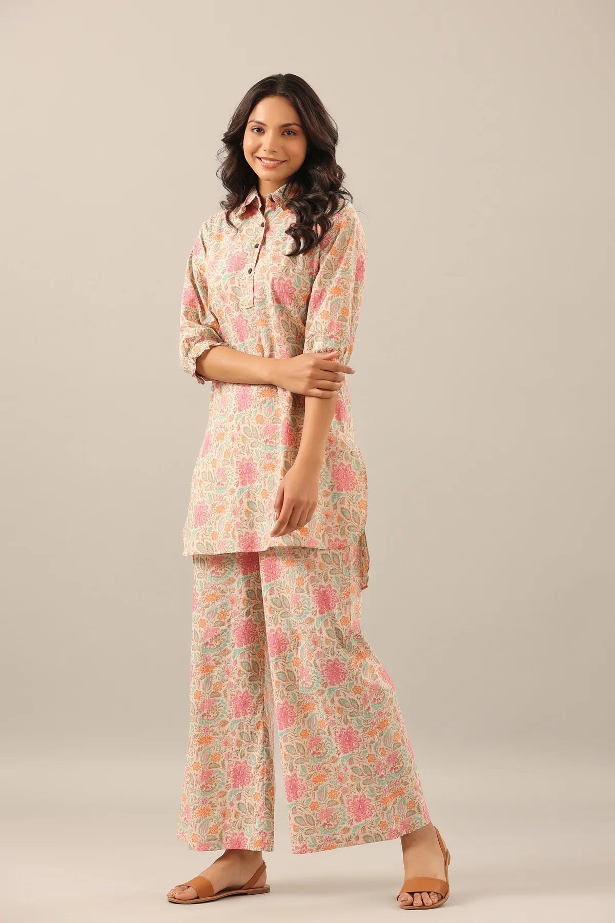 Cotton Hand Block Printed Pink Co-Ord Set