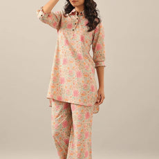 Cotton Hand Block Printed Pink Co-Ord Set