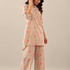 Cotton Hand Block Printed Pink Co-Ord Set