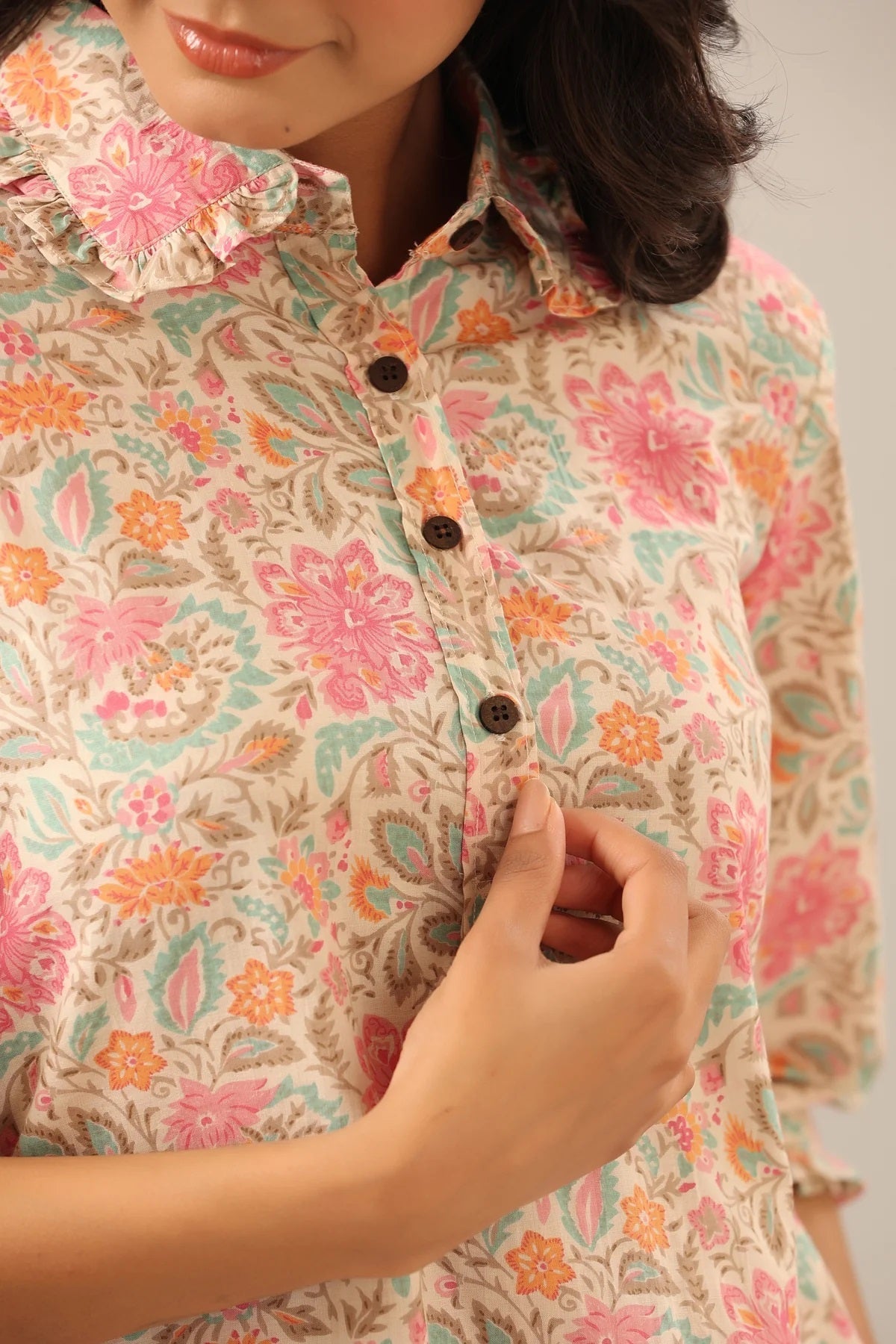 Cotton Hand Block Printed Pink Co-Ord Set