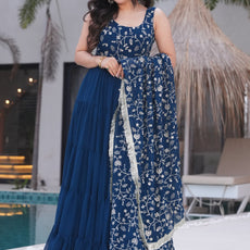 Blue Premium Designer Full Falir Anarkali Suit
