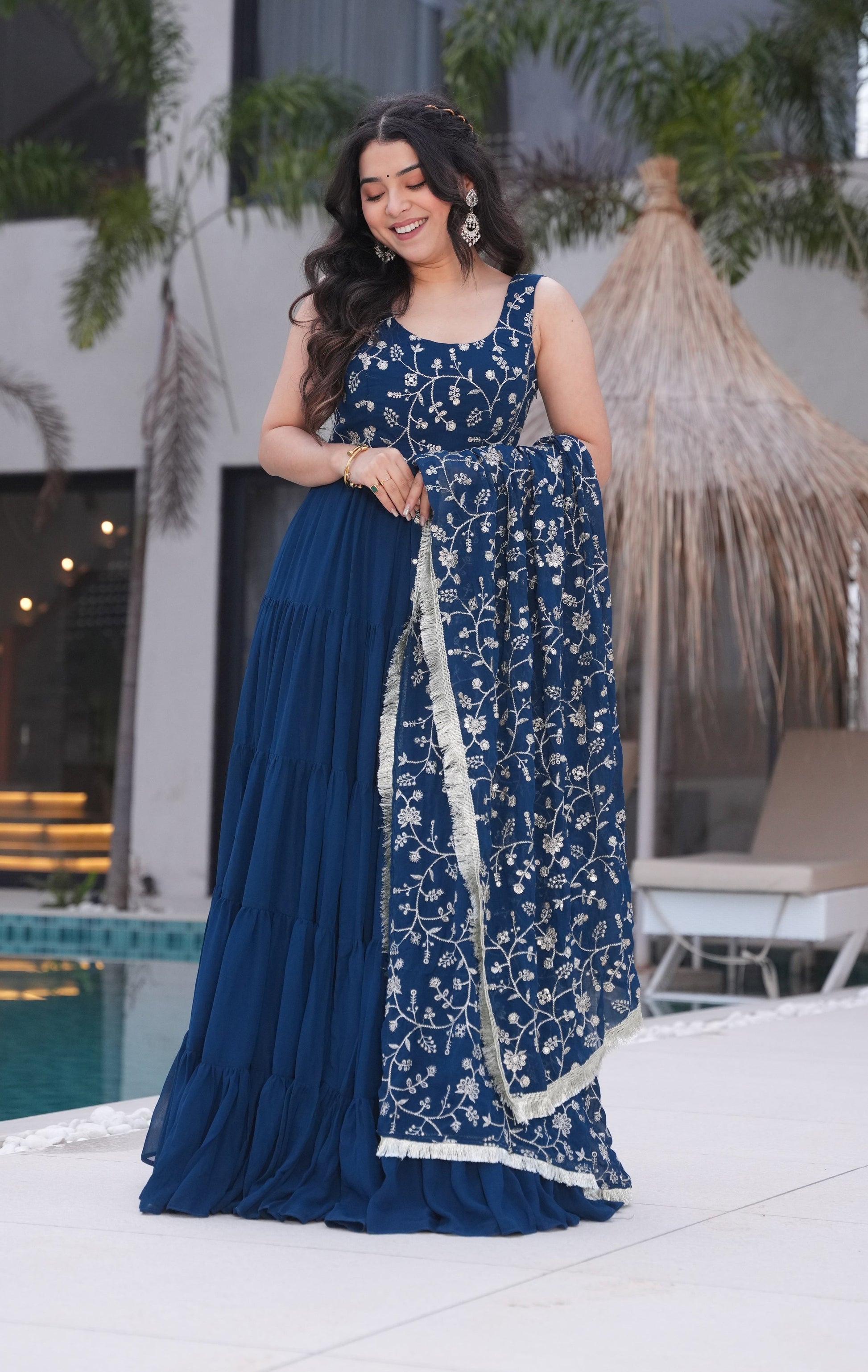 Blue Premium Designer Full Falir Anarkali Suit