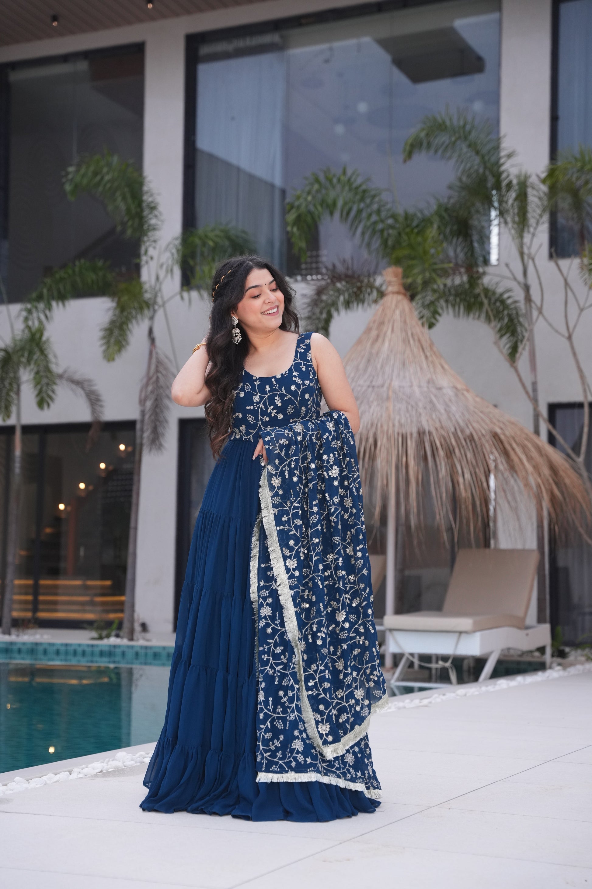 Blue Premium Designer Full Falir Anarkali Suit