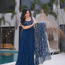 Blue Premium Designer Full Falir Anarkali Suit