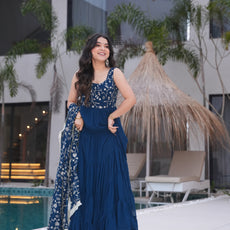 Blue Premium Designer Full Falir Anarkali Suit