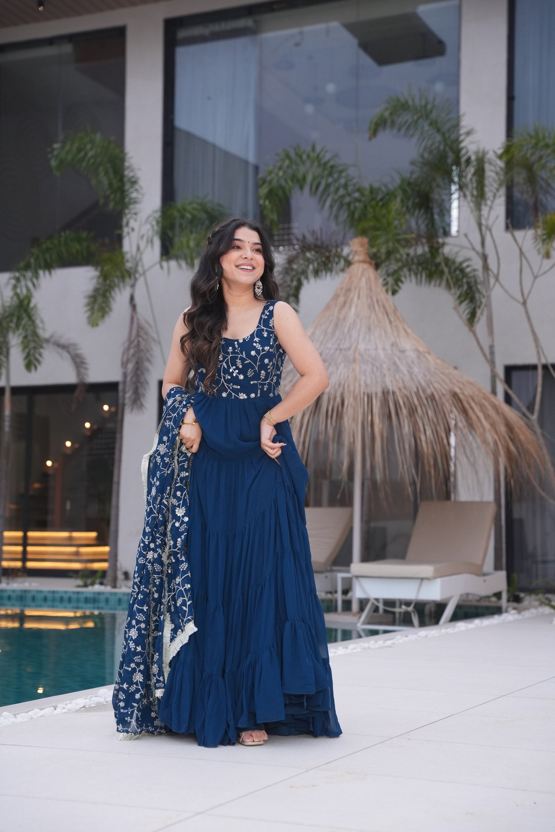 Blue Premium Designer Full Falir Anarkali Suit