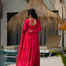 Red Premium Designer Anarkali Suit