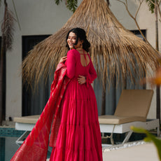 Red Premium Designer Anarkali Suit