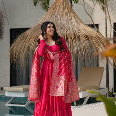 Red Premium Designer Anarkali Suit