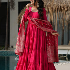 Red Premium Designer Anarkali Suit