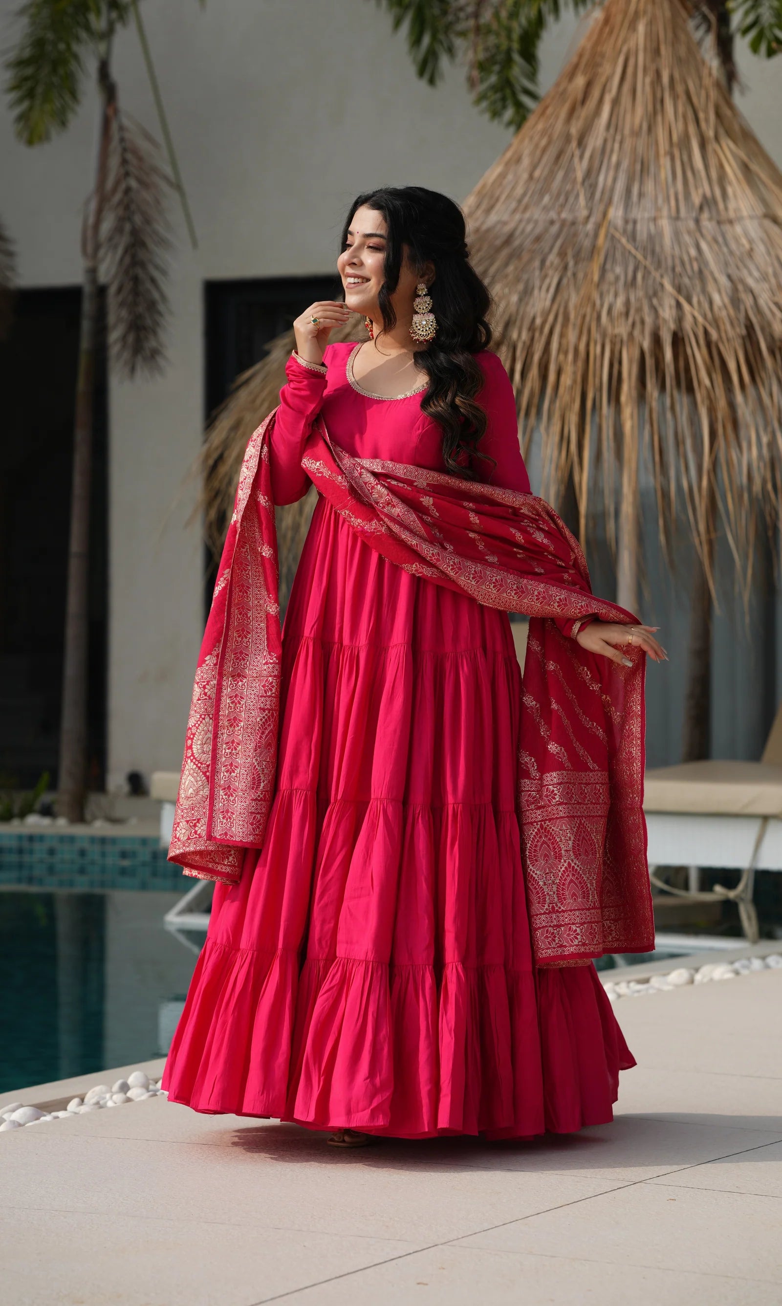 Red Premium Designer Anarkali Suit