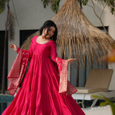 Red Premium Designer Anarkali Suit