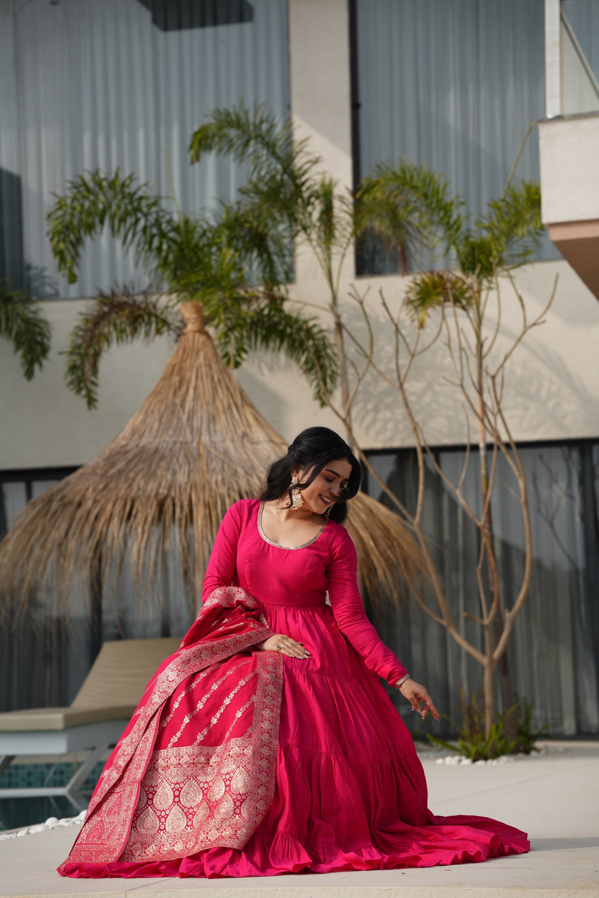 Red Premium Designer Anarkali Suit