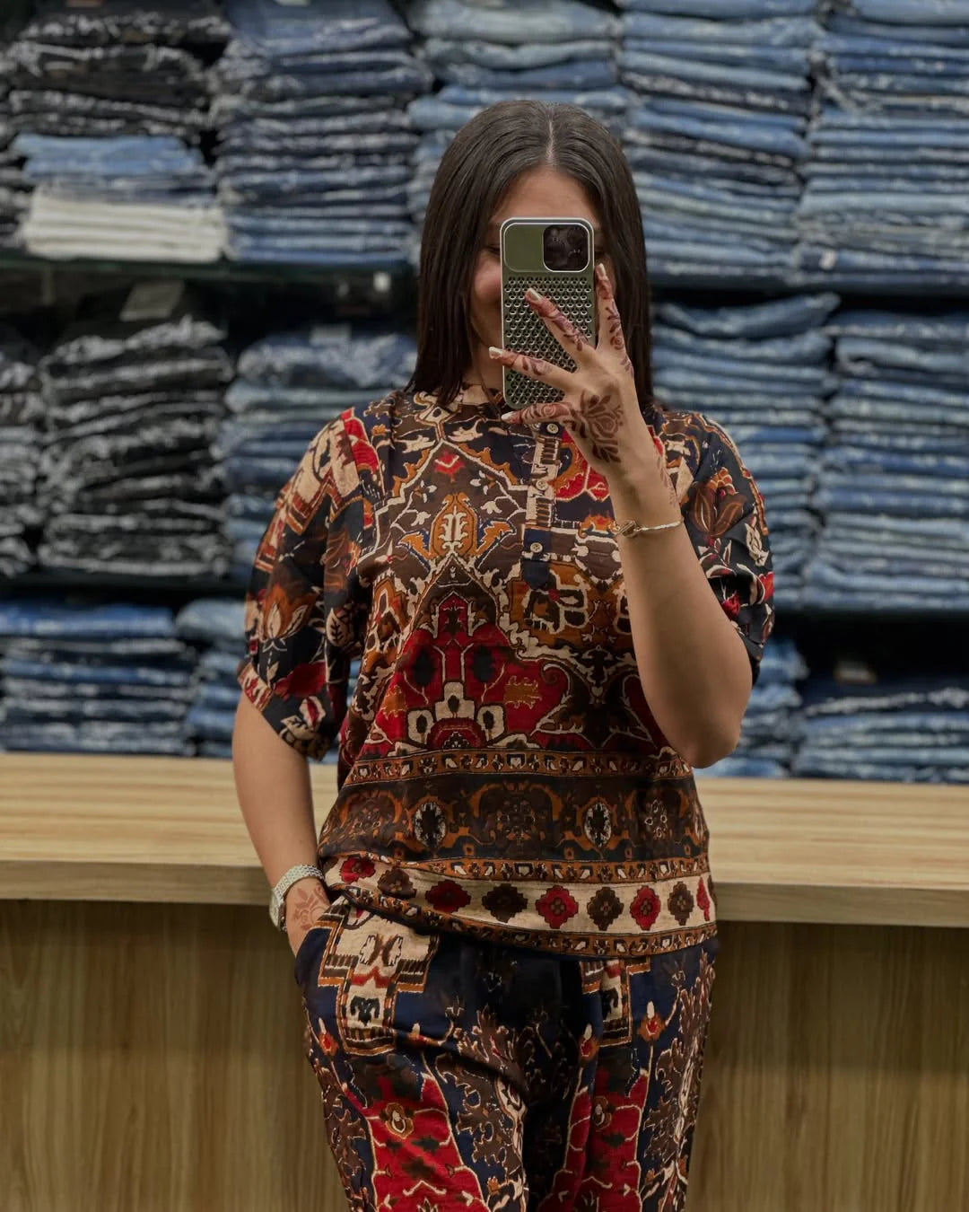 Printed Asymmetric Top With Palazzo Set