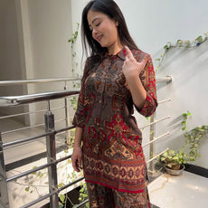 Printed Asymmetric Top With Palazzo Set