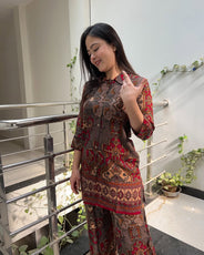 Printed Asymmetric Top With Palazzo Set