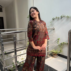 Printed Asymmetric Top With Palazzo Set