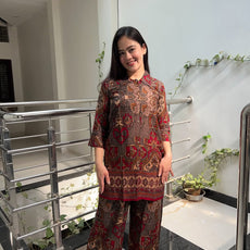 Printed Asymmetric Top With Palazzo Set