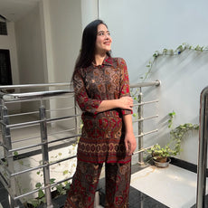 Printed Asymmetric Top With Palazzo Set