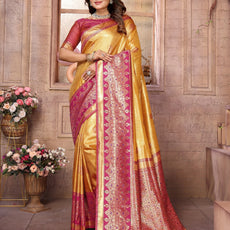 Premium Red Pure Banarasi Tissue Silk Saree with All-Over Weaving Butties