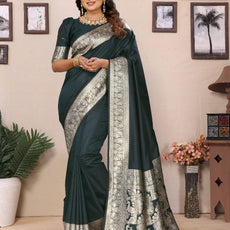 Blue Premium Pure Soft Banarasi Silk Saree