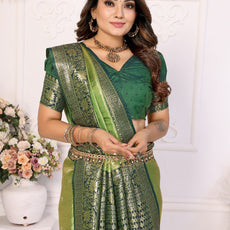 Pure Banarasi Red Tissue Silk Saree with Butti Weaving