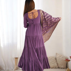 Premium Quality Roman Silk Dusty Anarkali Suit Set