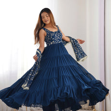 Blue Premium Designer Full Falir Anarkali Suit