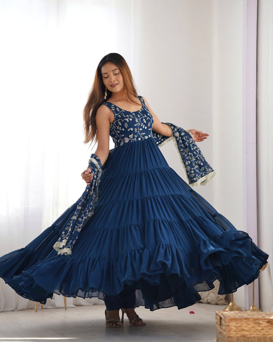 Blue Premium Designer Full Falir Anarkali Suit