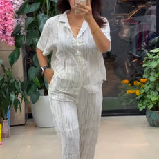 Premium Pure Viscose Natural Crepe Co-ord Set - Offwhite