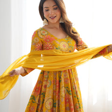 The Charm of Vibrant Traditions Yellow Top & Palazzo Suit