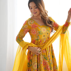 The Charm of Vibrant Traditions Yellow Top & Palazzo Suit