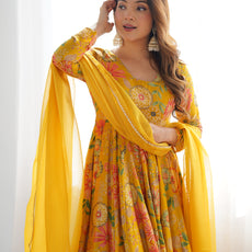 The Charm of Vibrant Traditions Yellow Top & Palazzo Suit