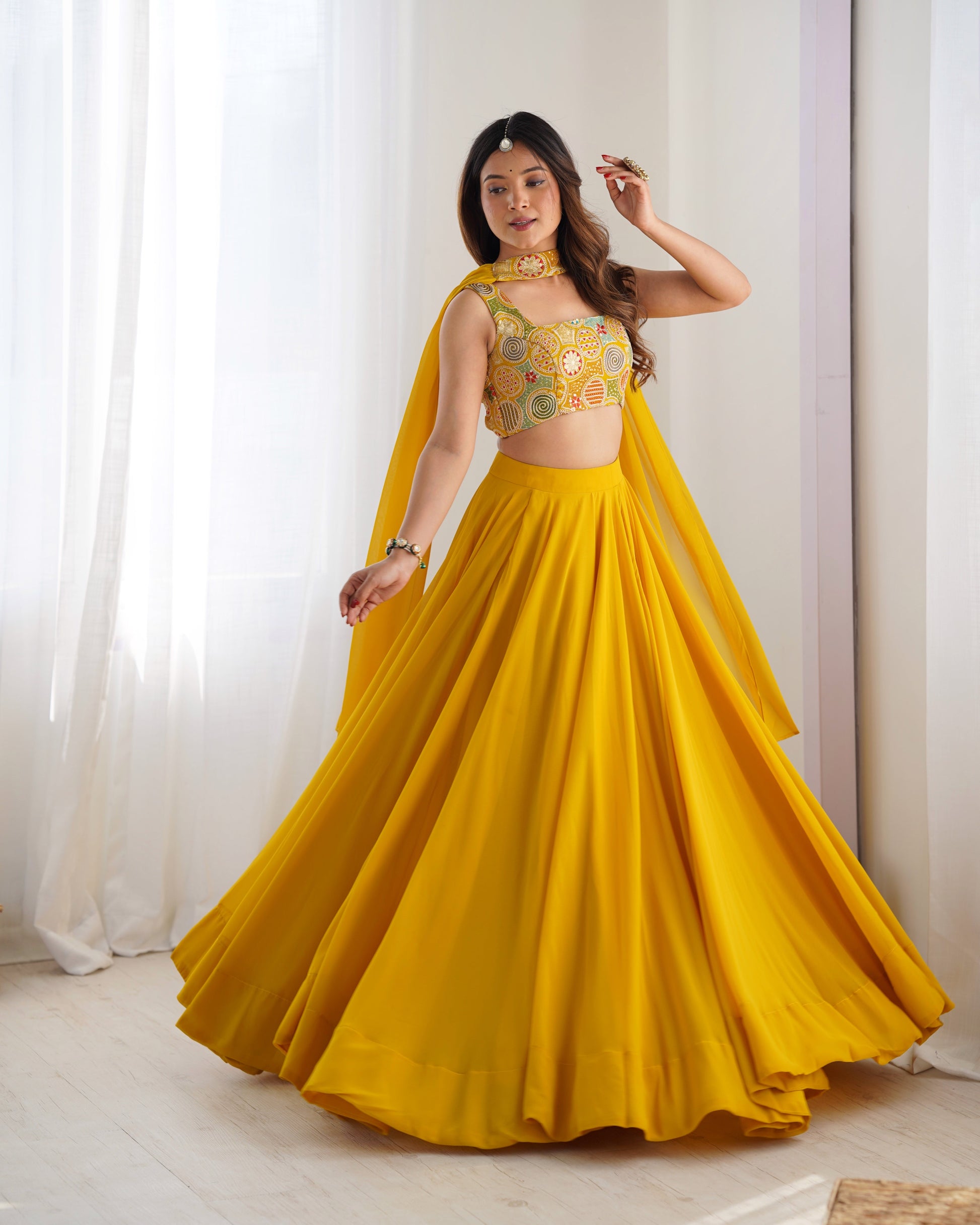 Yellow Designer Lehenga Choli – Fully Stitched & Ready to Wear