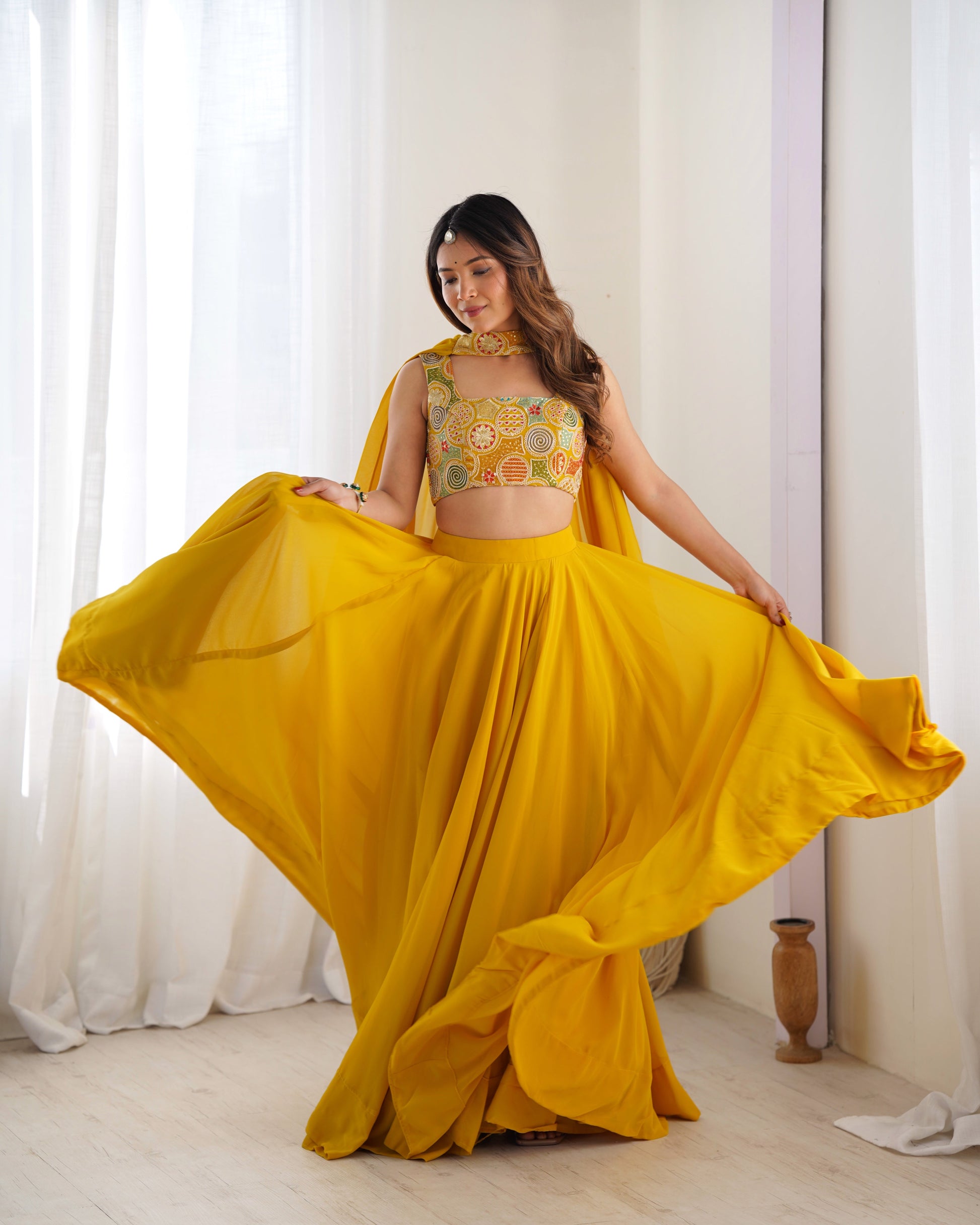 Yellow Designer Lehenga Choli – Fully Stitched & Ready to Wear