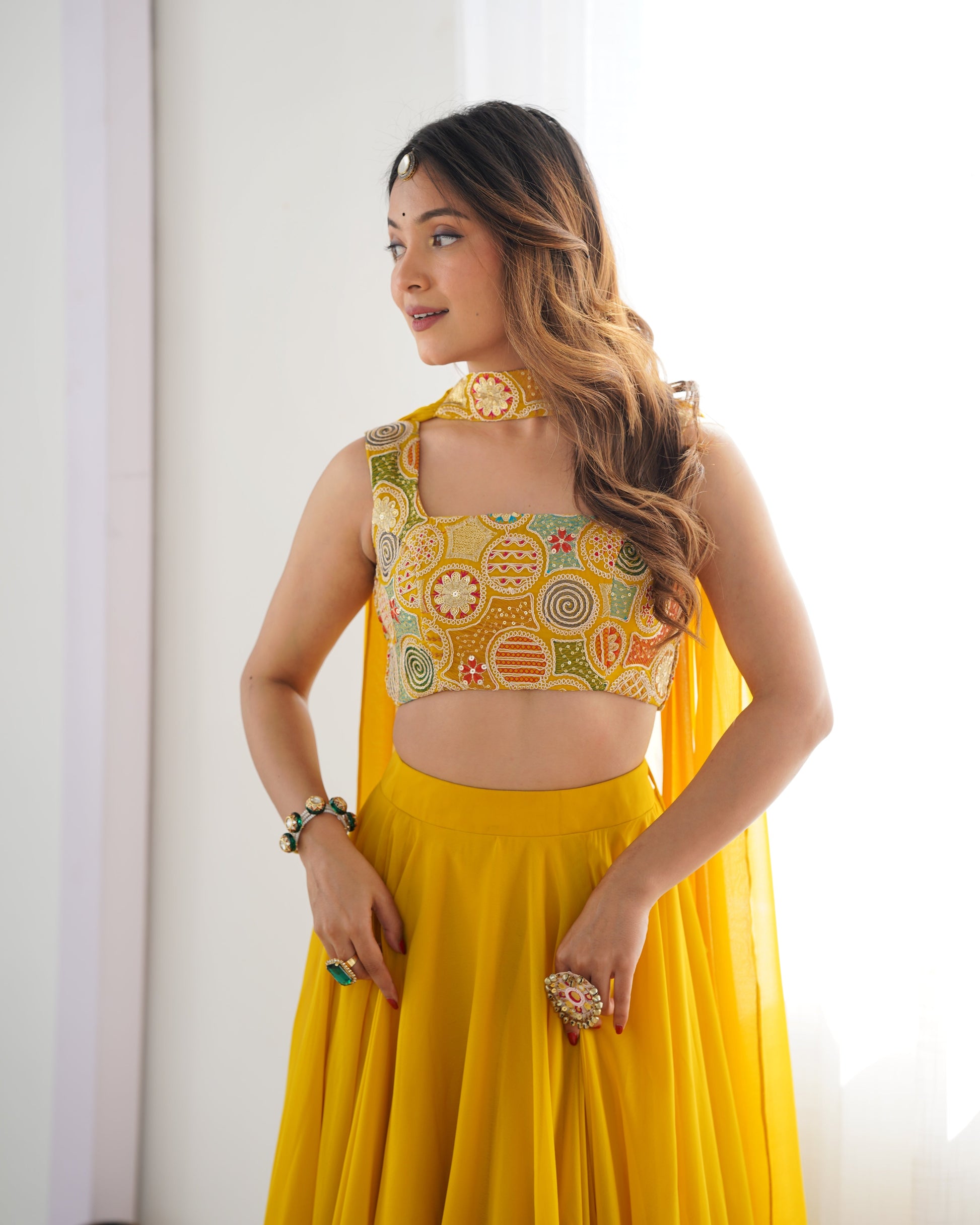 Yellow Designer Lehenga Choli – Fully Stitched & Ready to Wear